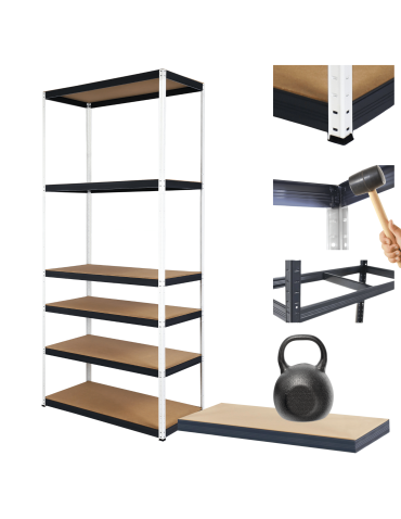 Regał metalowy magazynowy stojak HELIOS 213x90x50cm 6Px175kg SOLIDNY