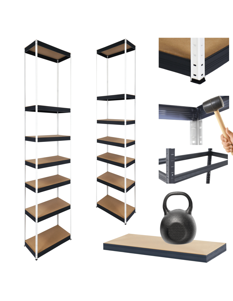 Regały Magazynowe - Regał metalowy magazynowy stojak HELIOS 270x30x30cm  7Px175kg SOLIDNY - product b2b.wamar.biz 1