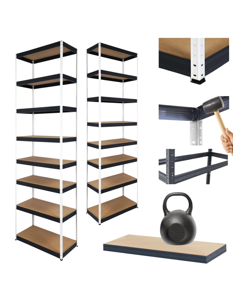 Regały Magazynowe - Regał metalowy magazynowy stojak HELIOS 270x40x40cm 8Px175kg SOLIDNY - product b2b.wamar.biz 1