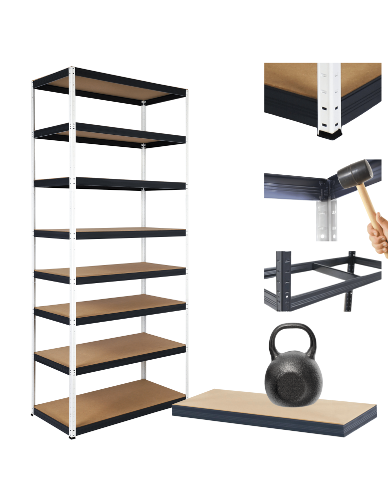 Regały Magazynowe - Regał metalowy magazynowy stojak HELIOS 270x75x30cm 8Px175kg SOLIDNY - product b2b.wamar.biz 1