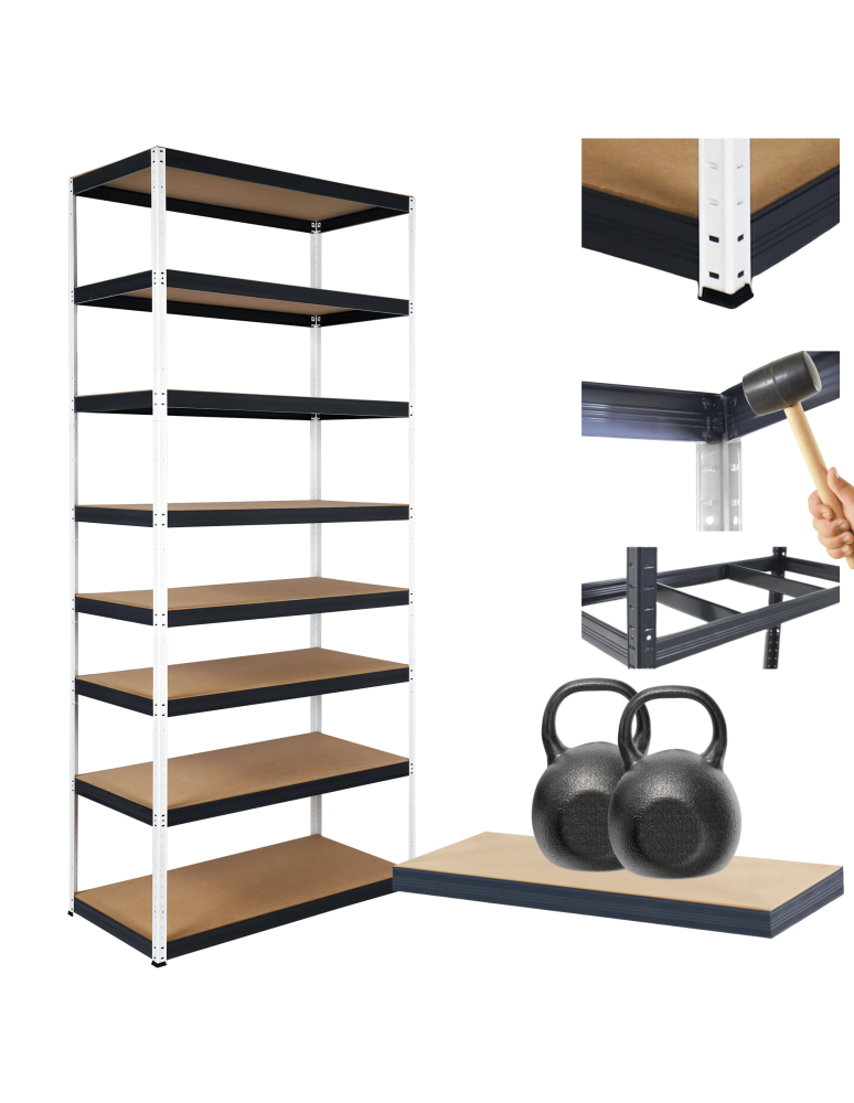 Regały Magazynowe - Regał metalowy magazynowy stojak HELIOS 270x75x35cm 8Px275kg SOLIDNY - product b2b.wamar.biz 1