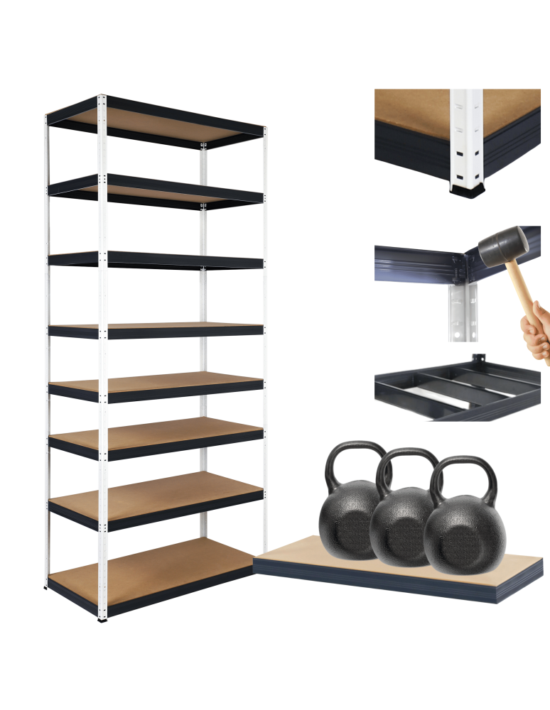 Regały Magazynowe - Regał metalowy magazynowy stojak HELIOS 270x90x45cm 8Px350kg SOLIDNY - product b2b.wamar.biz 1