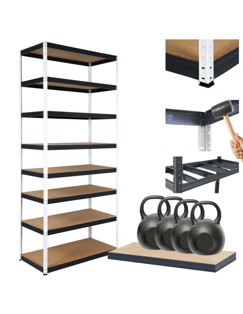 Regały Magazynowe - Regał metalowy magazynowy stojak HELIOS 270x100x30cm 8Px400kg SOLIDNY - product b2b.wamar.biz 1