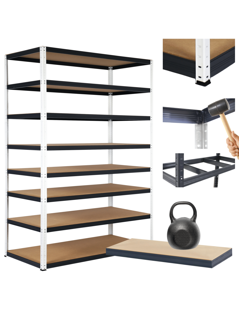 Regały Magazynowe - Regał metalowy magazynowy stojak HELIOS 270x150x30cm 8Px175kg SZEROKI MOCNY - product b2b.wamar.biz 1