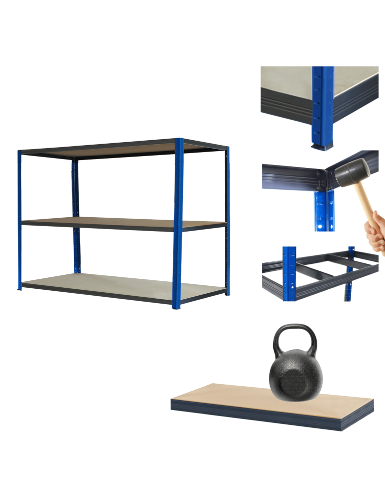 Regały Magazynowe - Regał magazynowy garażowy metalowy stojak HELIOS 106x180x35cm 3Px175kg - produkt b2b.wamar.biz 1
