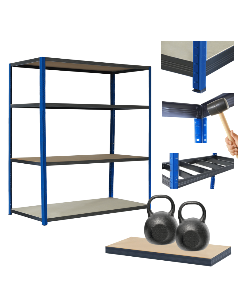 Regały Magazynowe - Regał metalowy magazynowy garażowy stojak HELIOS 180x180x60cm 4Px275kg - product b2b.wamar.biz 1