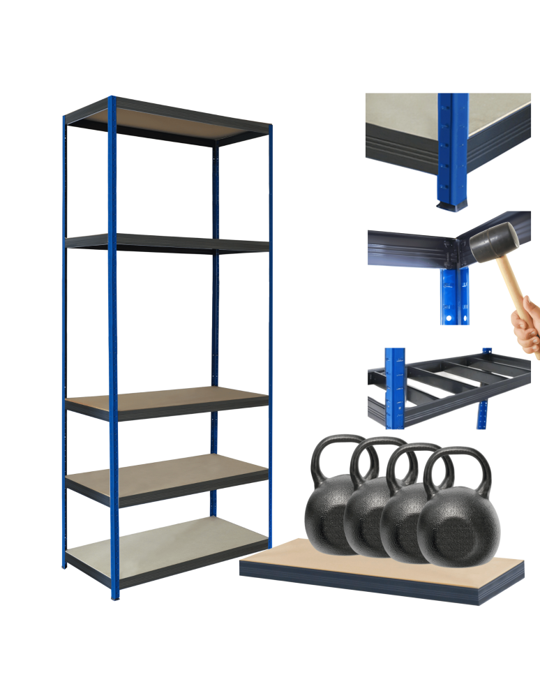 Regały Magazynowe - Regał metalowy magazynowy stojak HELIOS 180x90x50cm 5Px400kg TRWAŁY - product b2b.wamar.biz 1