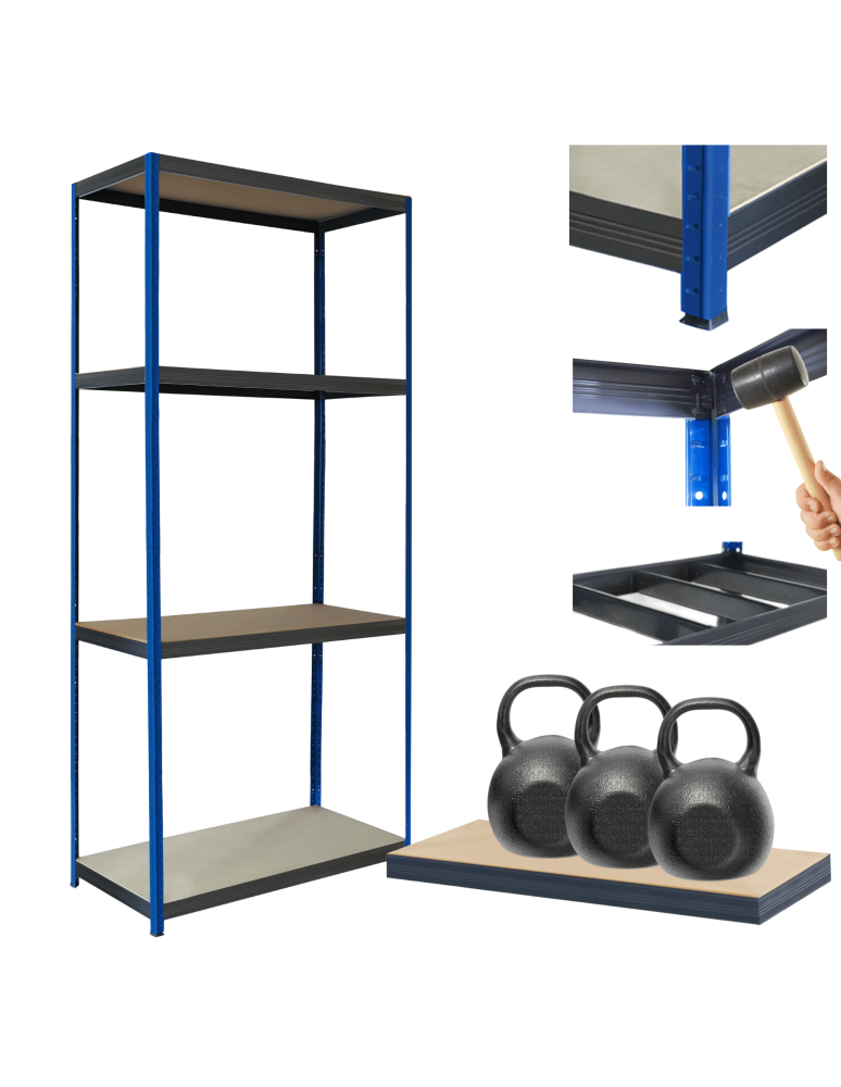 Regały Magazynowe - Regał metalowy magazynowy garażowy stojak HELIOS 180x110x35cm 4Px350kg - product b2b.wamar.biz 1