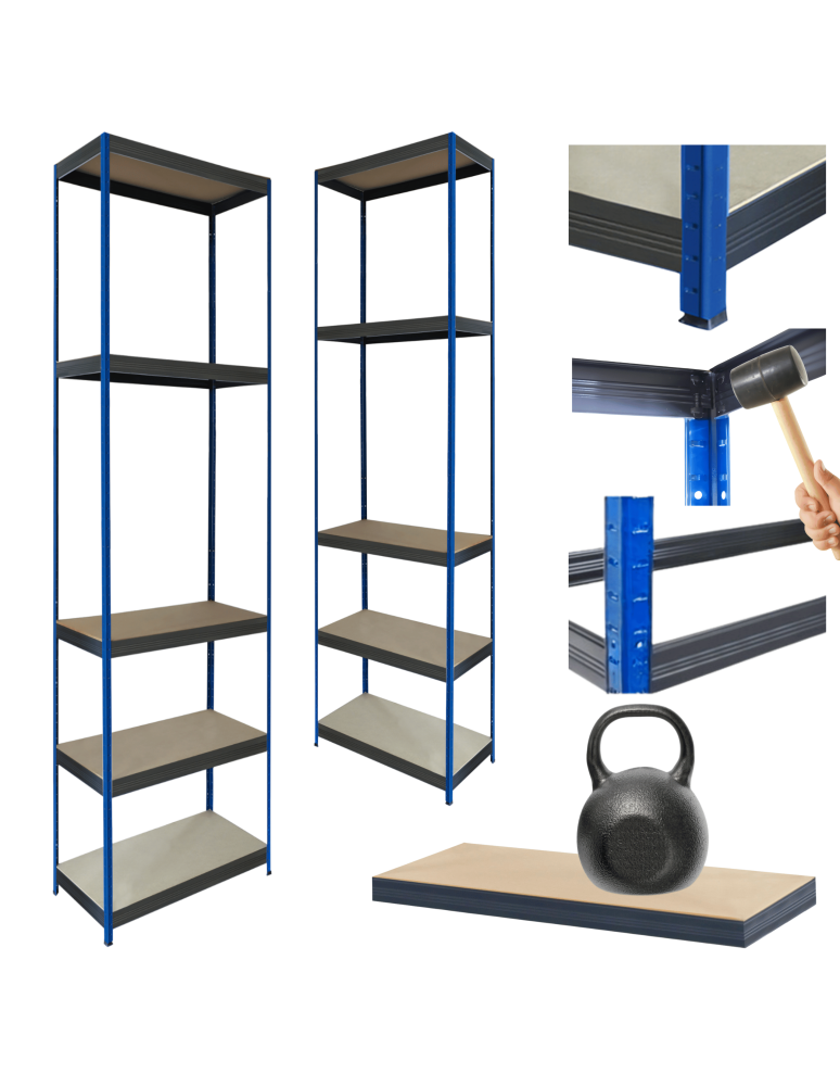 Regały Magazynowe - Regał metalowy magazynowy stojak HELIOS 196x45x45cm 5Px175kg POLSKI TRWAŁY - product b2b.wamar.biz 1