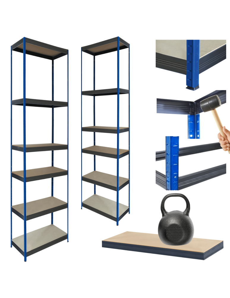 Regały Magazynowe - Regał metalowy magazynowy stojak HELIOS 213x45x45cm 6Px175kg SOLIDNY NIEB - product b2b.wamar.biz 1