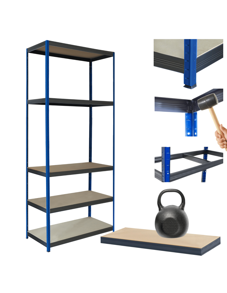 Regały Magazynowe - Regał metalowy magazynowy stojak HELIOS 213x75x35cm 5Px175kg SOLIDNY NIEB - product b2b.wamar.biz 1