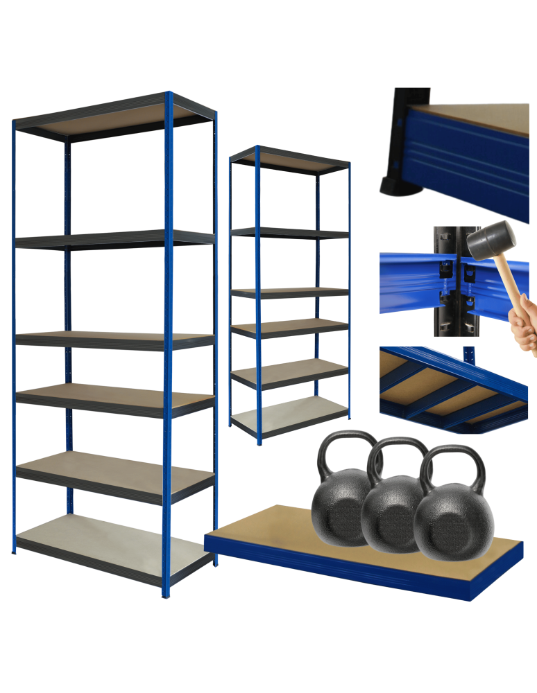 Regały Magazynowe - Regał metalowy magazynowy stojak HELIOS 213x100x35cm 6Px350kg SOLIDNY NIEB - product b2b.wamar.biz 1