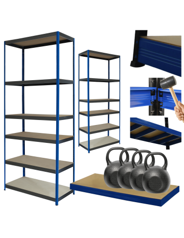 Regał metalowy magazynowy stojak HELIOS 213x100x40cm 6Px400kg SOLIDNY NIEB