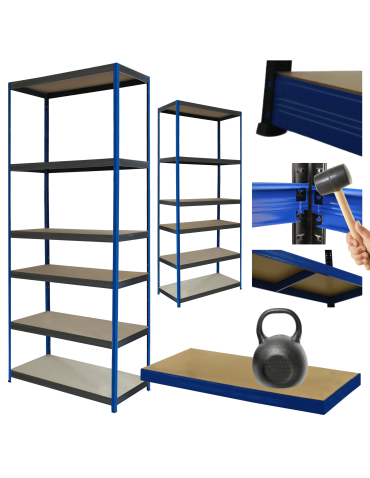 Regał metalowy magazynowy stojak HELIOS 213x100x60cm 6Px175kg SOLIDNY NIEB