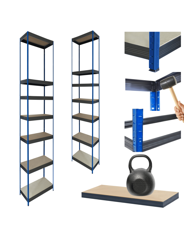Regały Magazynowe - Regał metalowy magazynowy stojak HELIOS 270x30x30cm  7Px175kg SOLIDNY NIEB - product b2b.wamar.biz 1