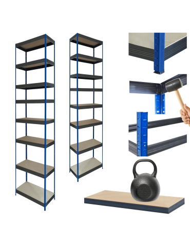 Regał metalowy magazynowy stojak HELIOS 270x35x35cm 8Px175kg SOLIDNY NIEB
