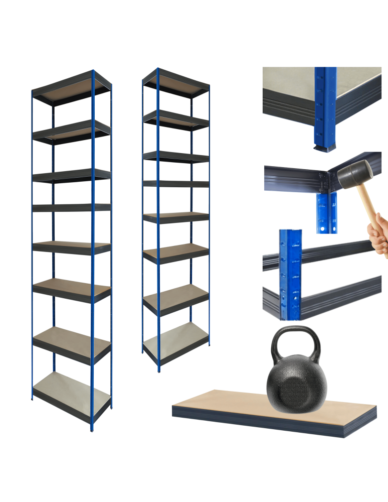 Regały Magazynowe - Regał metalowy magazynowy stojak HELIOS 270x45x45cm 8Px175kg SOLIDNY NIEB - product b2b.wamar.biz 1