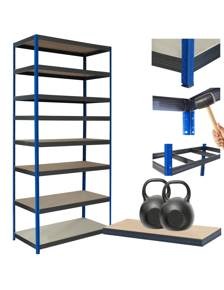 Regały Magazynowe - Regał metalowy magazynowy stojak HELIOS 270x75x45cm 8Px275kg SOLIDNY NIEB - product b2b.wamar.biz 1