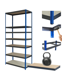 Regał metalowy magazynowy stojak HELIOS 270x90x60cm 7Px175kg SOLIDNY NIEB