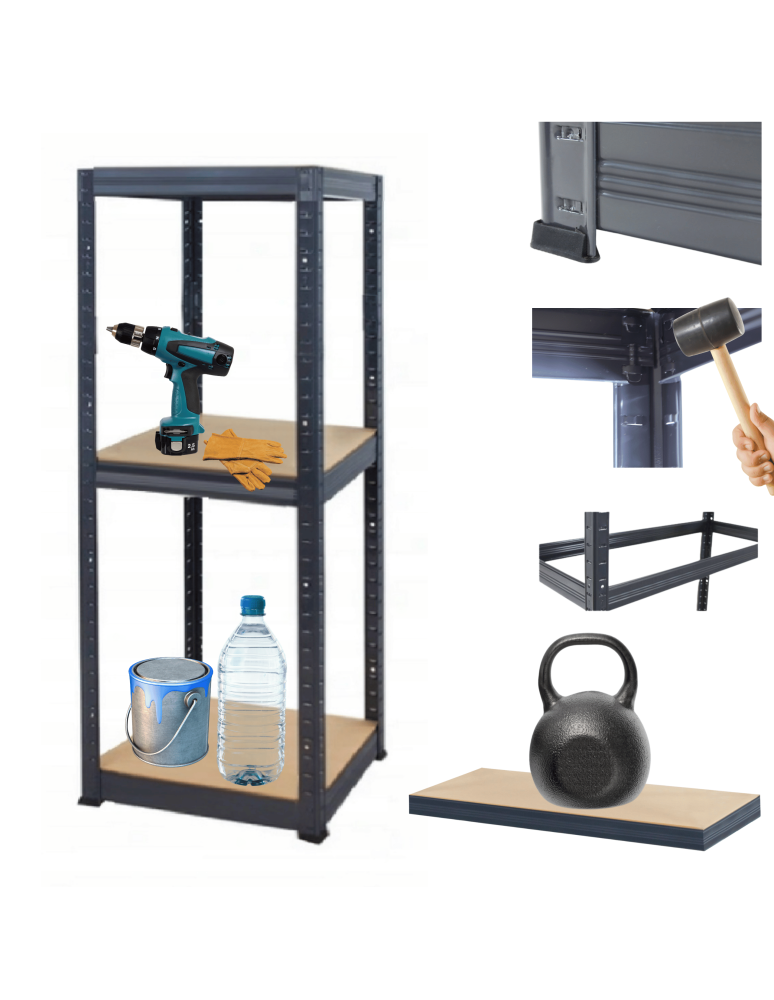 Magazynowe regały metalowe - Regał metalowy PREMIUM HELIOS 90x60x60cm 3Px175kg - produkt b2b.wamar.biz 1