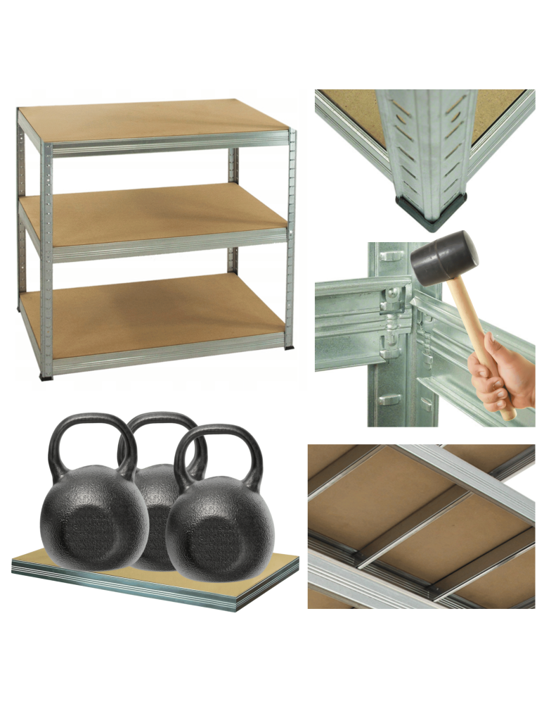 Magazynowe regały metalowe - Regał metalowy ocynk HELIOS 90x75x30cm 3Px350kg - product b2b.wamar.biz 1