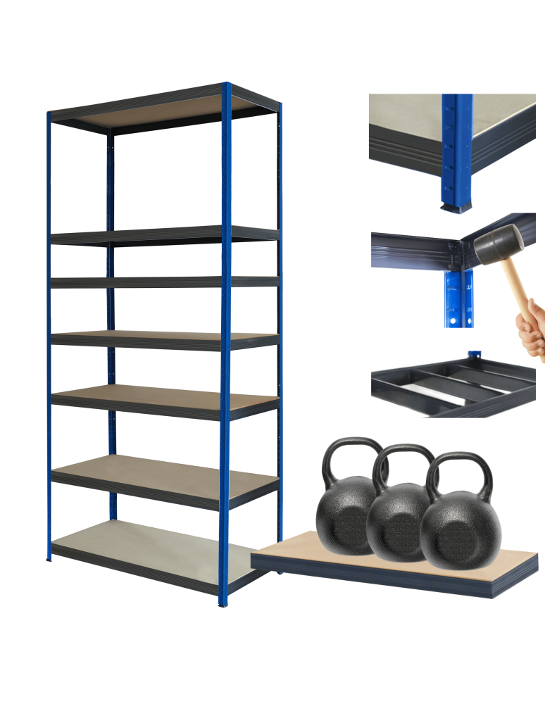Regały Magazynowe - Regał metalowy magazynowy stojak HELIOS 270x120x30cm 7Px350kg SOLIDNY NIEB - product b2b.wamar.biz 1