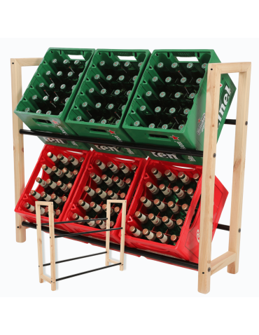 Regał na skrzynki na napoje piwo stojak na transportery METALOWE DRĄŻKI EKO