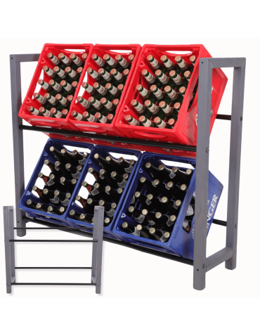 Regał na skrzynki na napoje piwo stojak na transportery METALOWE DRĄŻKI EKO