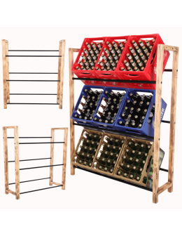 Regał na skrzynki na napoje piwo stojak na transportery METALOWE DRĄŻKI EKO