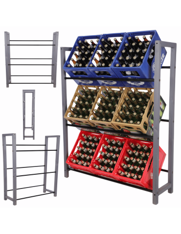 Regał na skrzynki na napoje piwo stojak na transportery METALOWE DRĄŻKI EKO