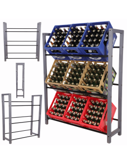 Regał na skrzynki na napoje piwo stojak na transportery METALOWE DRĄŻKI EKO