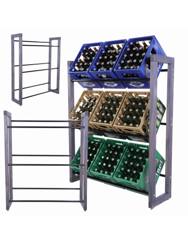 Regał na skrzynki na napoje piwo stojak 136x112cm METALOWE DRĄŻKI EKO