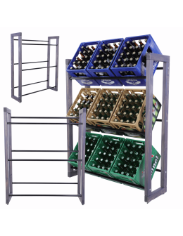 Regał na skrzynki na napoje piwo stojak 136x112cm METALOWE DRĄŻKI EKO