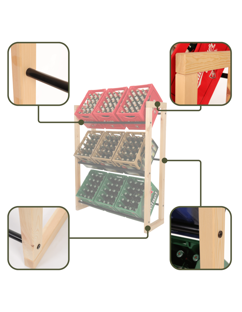 Stojaki na skrzynki - Regał na skrzynki na napoje piwo stojak 136x112cm METALOWE DRĄŻKI EKO - product b2b.wamar.biz 6