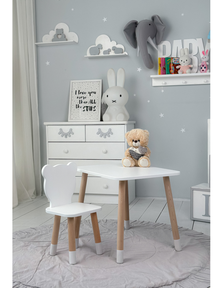 Stoły i ławki - KOMPLET stolik i krzesełko dla dziecka BIAŁY MIŚ krzesło stoliczek zestaw - produkt b2b.wamar.biz 2