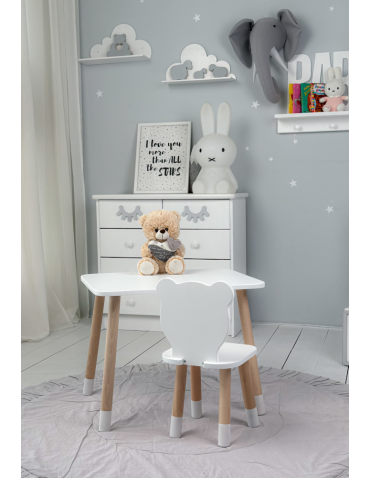 Stoły i ławki - KOMPLET stolik i krzesełko dla dziecka BIAŁY MIŚ krzesło stoliczek zestaw - produkt 3