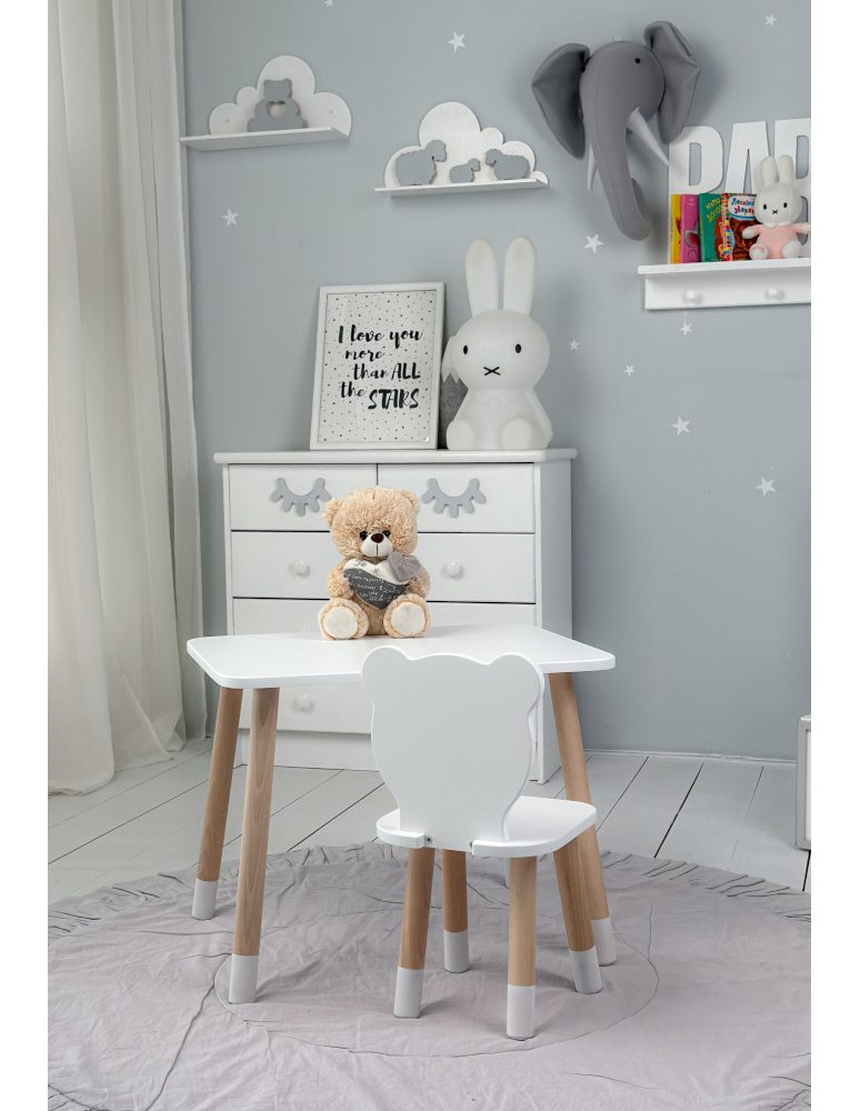 Stoły i ławki - KOMPLET stolik i krzesełko dla dziecka BIAŁY MIŚ krzesło stoliczek zestaw - produkt b2b.wamar.biz 3