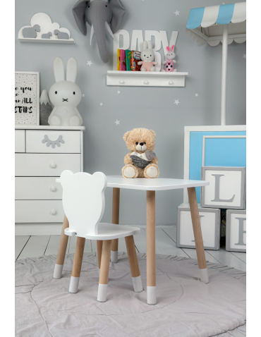 Stoły i ławki - KOMPLET stolik i krzesełko dla dziecka BIAŁY MIŚ krzesło stoliczek zestaw - produkt 4