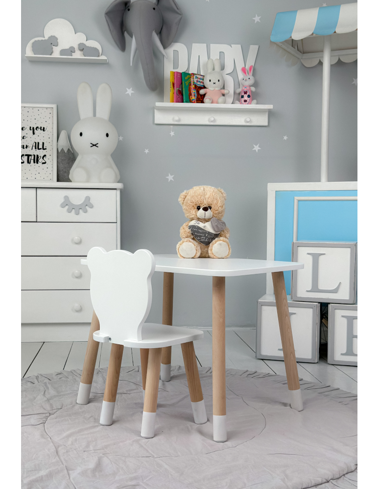 Stoły i ławki - KOMPLET stolik i krzesełko dla dziecka BIAŁY MIŚ krzesło stoliczek zestaw - produkt b2b.wamar.biz 4