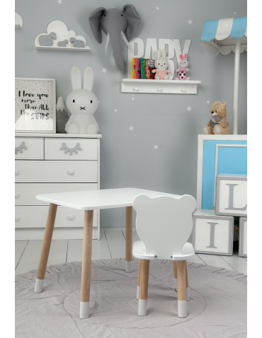 Stoły i ławki - KOMPLET stolik i krzesełko dla dziecka BIAŁY MIŚ krzesło stoliczek zestaw - produkt 5