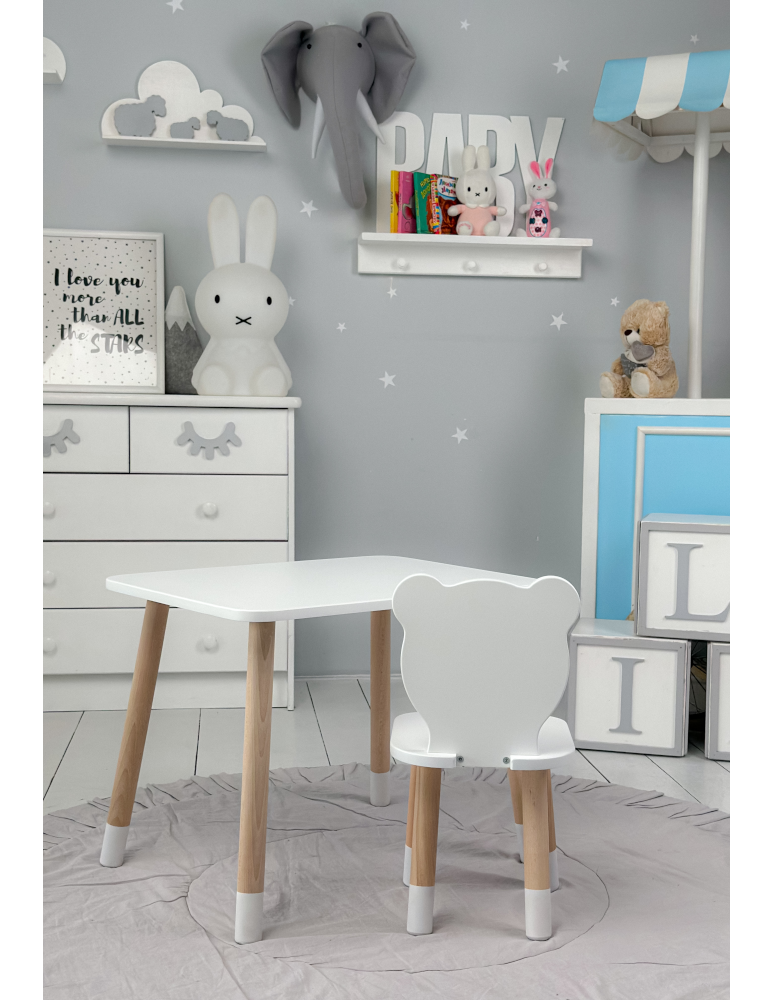Stoły i ławki - KOMPLET stolik i krzesełko dla dziecka BIAŁY MIŚ krzesło stoliczek zestaw - produkt b2b.wamar.biz 5