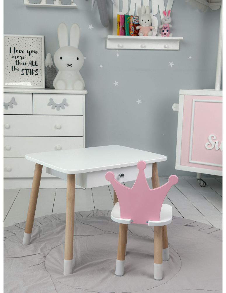 Stoły i ławki - Krzesełko ze stoliczkiem stolik z szufladą krzesełko korona różowa zestaw - produkt b2b.wamar.biz 3
