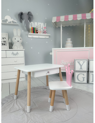 Stoły i ławki - Krzesełko ze stoliczkiem stolik z szufladą krzesełko korona różowa zestaw - produkt 4