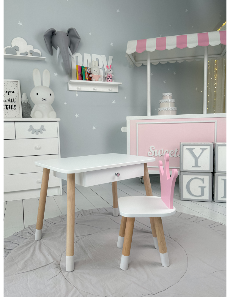 Stoły i ławki - Krzesełko ze stoliczkiem stolik z szufladą krzesełko korona różowa zestaw - produkt b2b.wamar.biz 4