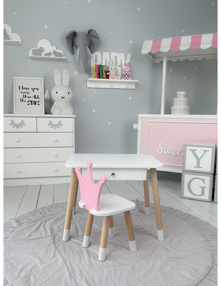 Stoły i ławki - Krzesełko ze stoliczkiem stolik z szufladą krzesełko korona różowa zestaw - produkt b2b.wamar.biz 5