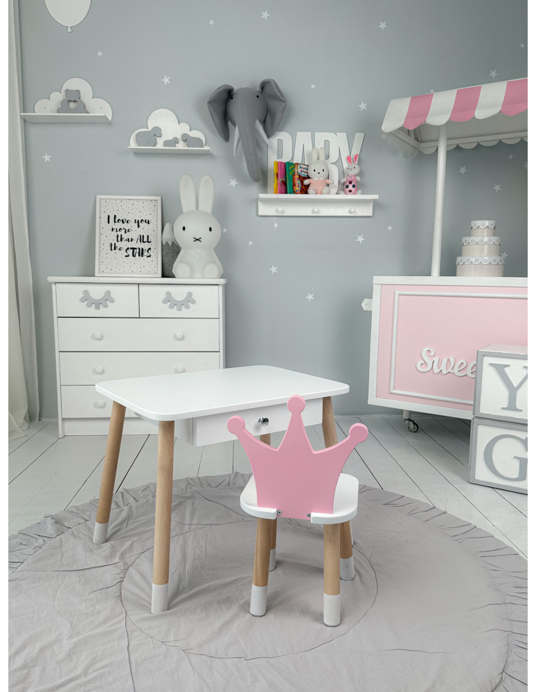 Stoły i ławki - Krzesełko ze stoliczkiem stolik z szufladą krzesełko korona różowa zestaw - produkt b2b.wamar.biz 7