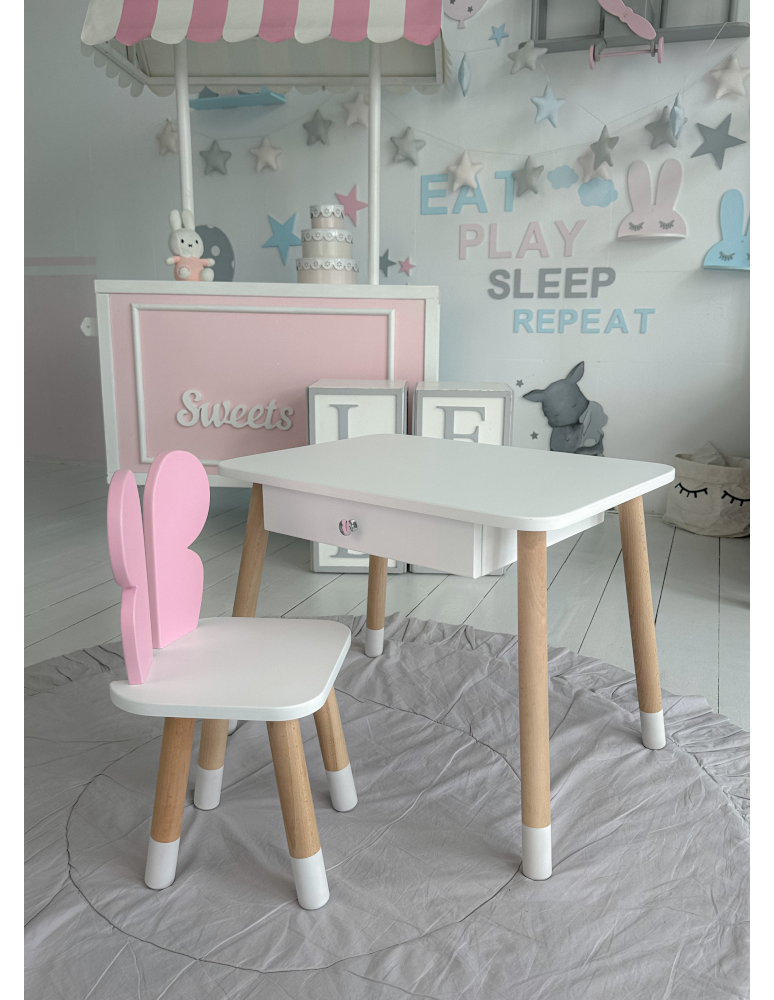 Stoły i ławki - Stolik z szufladą krzesełko motyl różowy motylek stoliczek zestaw komplet - product b2b.wamar.biz 2