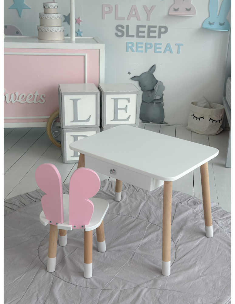 Stoły i ławki - Stolik z szufladą krzesełko motyl różowy motylek stoliczek zestaw komplet - product b2b.wamar.biz 4