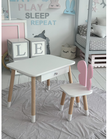 Stoły i ławki - Stolik z szufladą krzesełko motyl różowy motylek stoliczek zestaw komplet - product 5