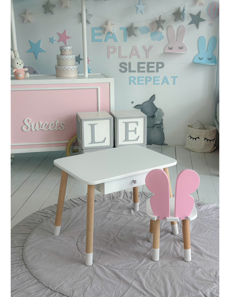 Stoły i ławki - Stolik z szufladą krzesełko motyl różowy motylek stoliczek zestaw komplet - product b2b.wamar.biz 6